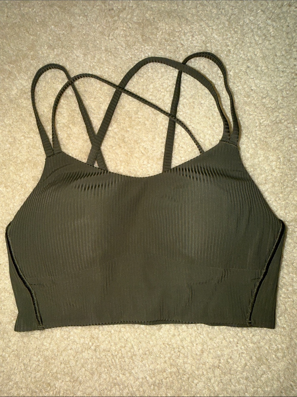 Lululemon Rainforest Green Like a Cloud Ribbed Longline Bra Size 2
